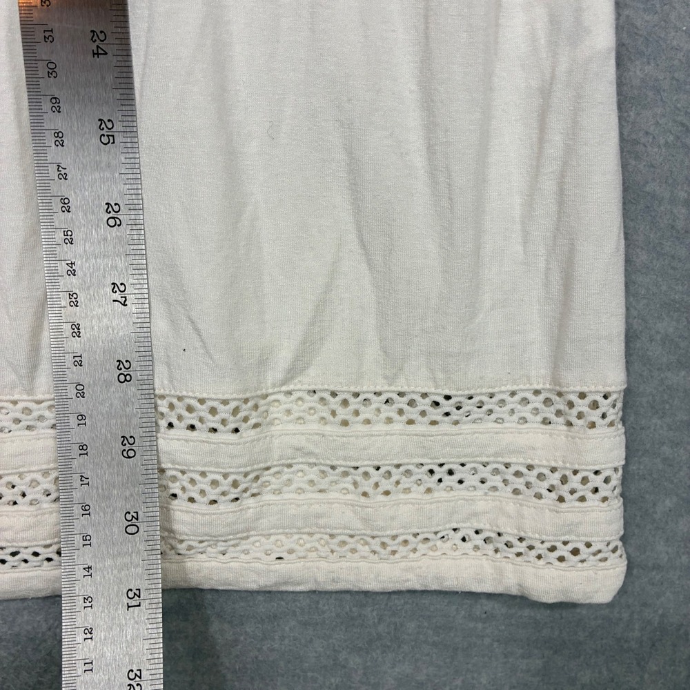 J. Jill Wearever Cream Crochet Eyelet Trim Tunic Top Large KTP056341 - Picture 4 of 7